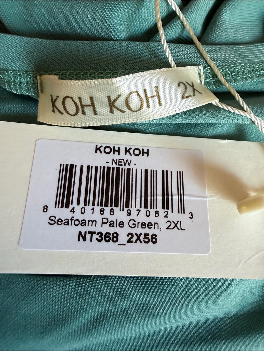 NWT Koh Koh V-Neck Teal Seafoam Green Maxi Dress with Flutter Sleeves, 2XL - Picture 5 of 7